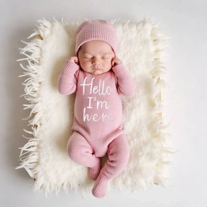 Newborn Hello Knit Jumpsuit – Sweet First Moments to Remember - LunaKit Baby