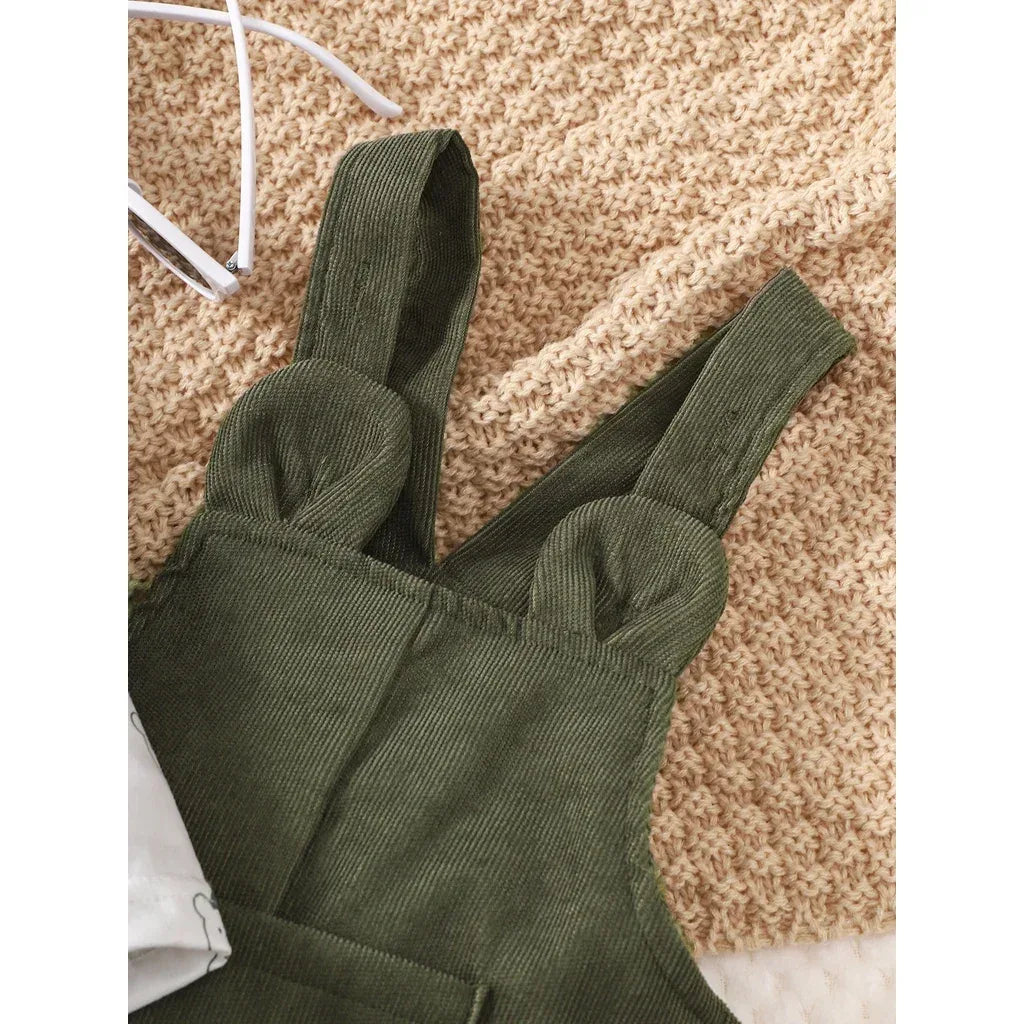 Toddler Bear Bodysuit & Overall Set – Cozy Autumn Style - LunaKit Baby