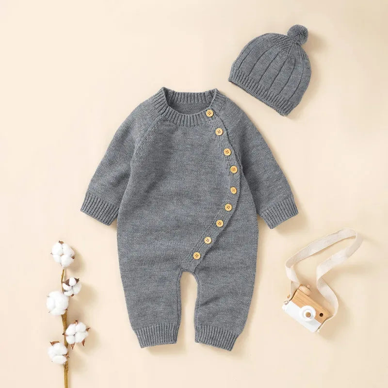 Baby Knit Jumpsuit & Hat Set – Cozy Warmth for Little Ones - LunaKit Baby