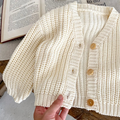 Baby Girl Knit Cardigan – Cozy Autumn Warmth with Timeless Charm - LunaKit Baby