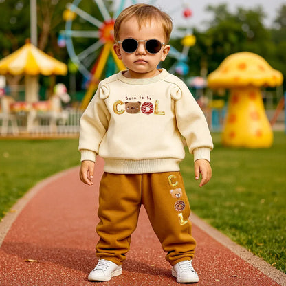 Toddler Boy Winter 2-Piece Set – Thick Warmth with Funny Bear Style - LunaKit Baby