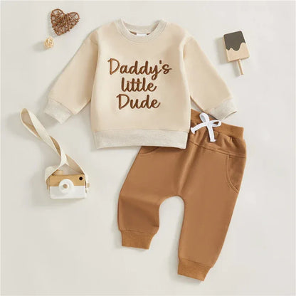 Toddler Baby Boy Autumn Outfit – Letter Embroidered - LunaKit Baby