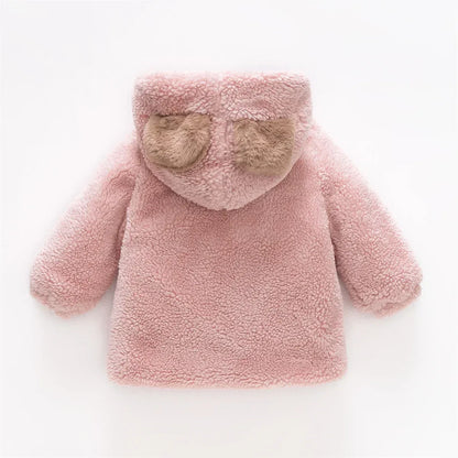 Baby Girl Winter Hooded Jacket – Bear Ears & Cozy Princess Warmth - LunaKit Baby