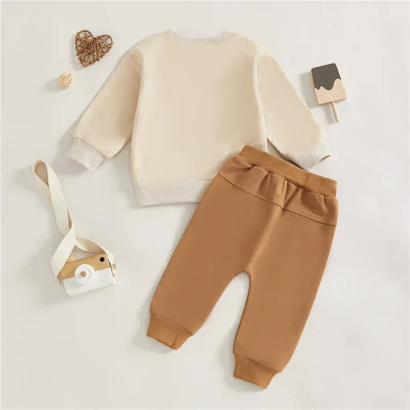 Toddler Baby Boy Autumn Outfit – Letter Embroidered - LunaKit Baby