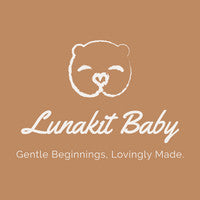 Lunakit Baby logo on a brown background