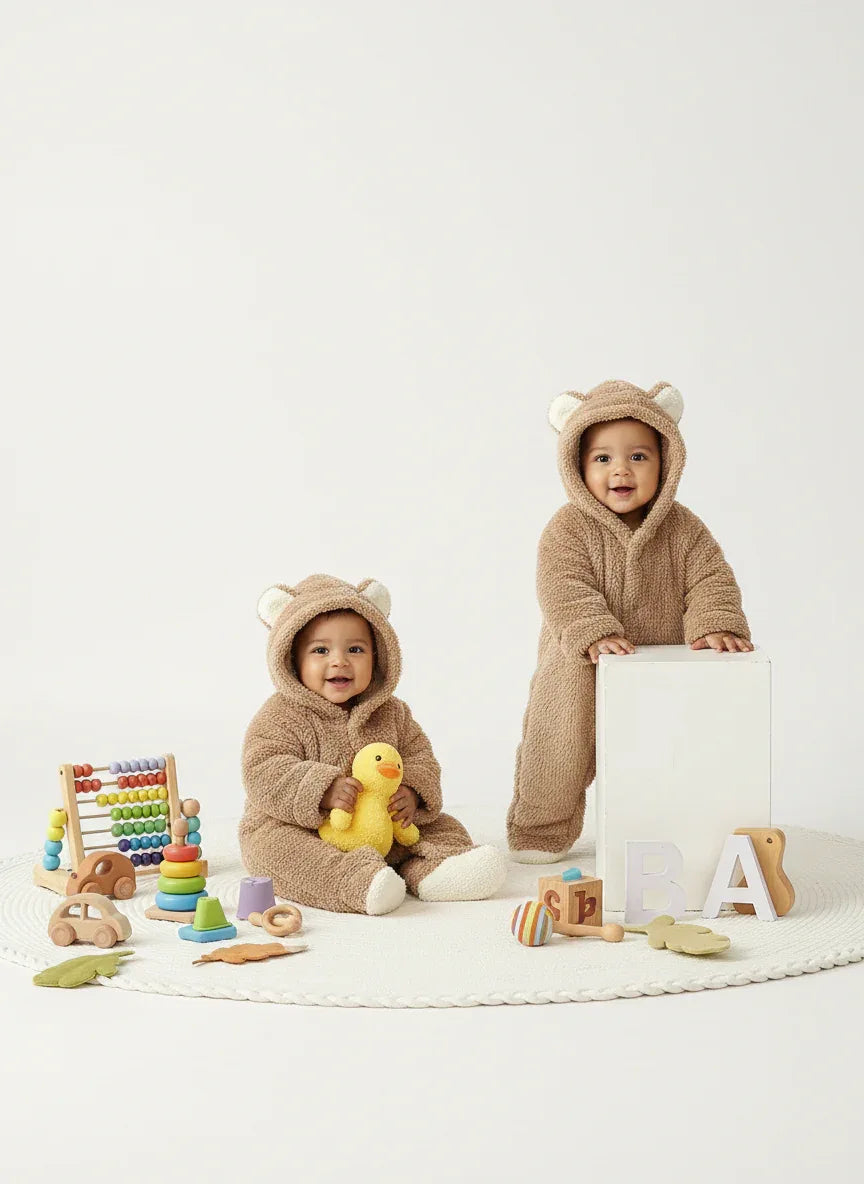 Baby Animal Fleece Romper – Cozy Cuddles for Playful Little Days - LunaKit Baby
