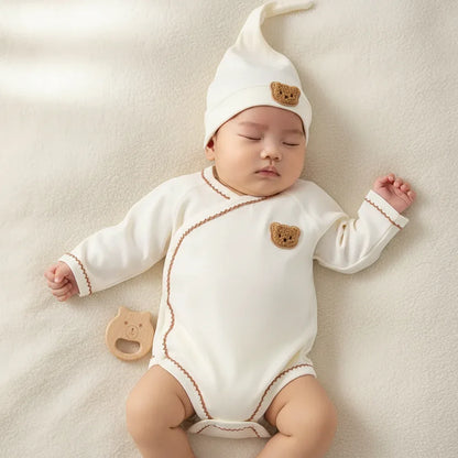 Baby Bear Romper & Beanie Set – Korean Style Comfort for Little Ones - LunaKit Baby