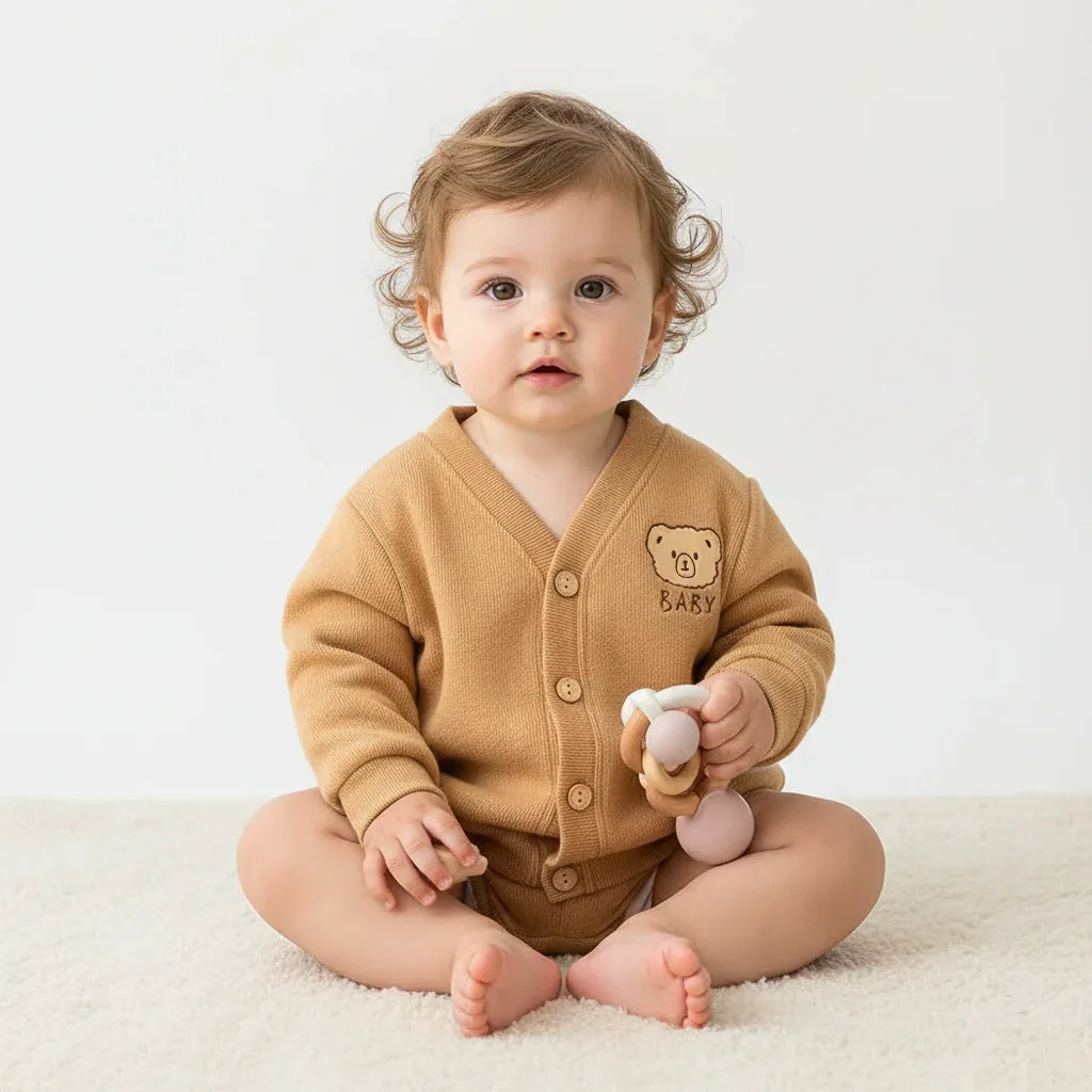 Toddler Bear Knit Cardigan – Cozy Warmth with Cute Charm - LunaKit Baby