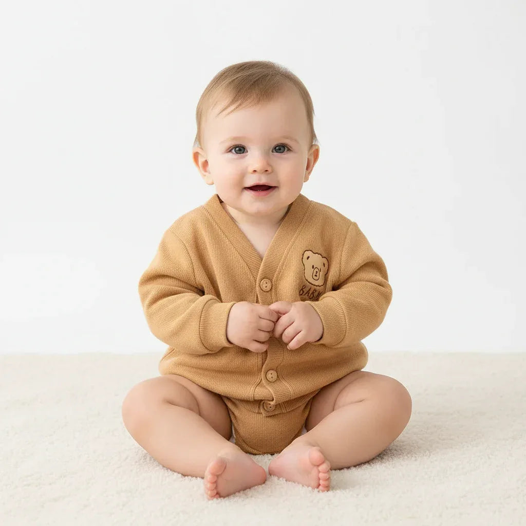 Toddler Bear Knit Cardigan – Cozy Warmth with Cute Charm - LunaKit Baby
