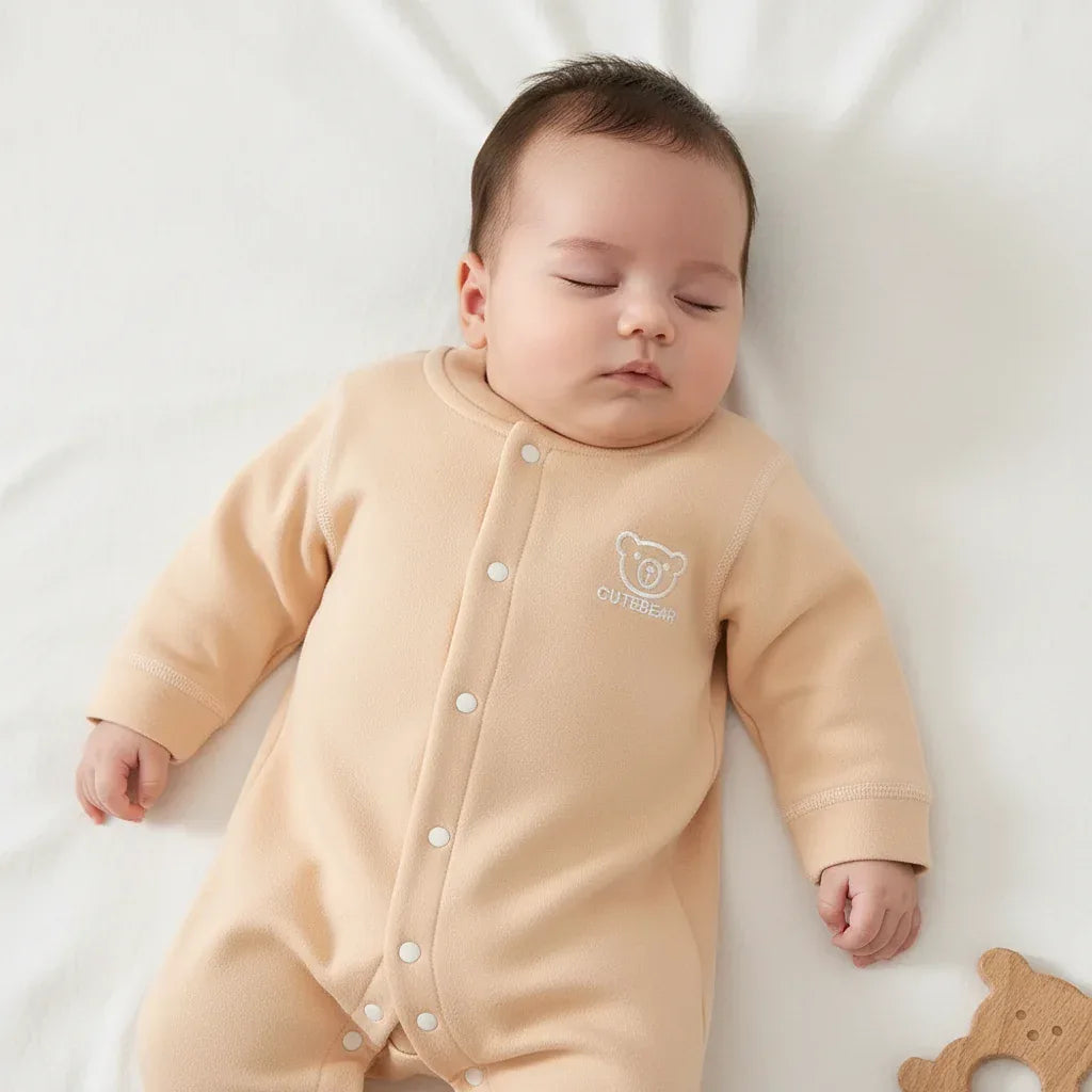 Baby Cotton Solid Romper – Timeless Warmth for Everyday Comfort - LunaKit Baby