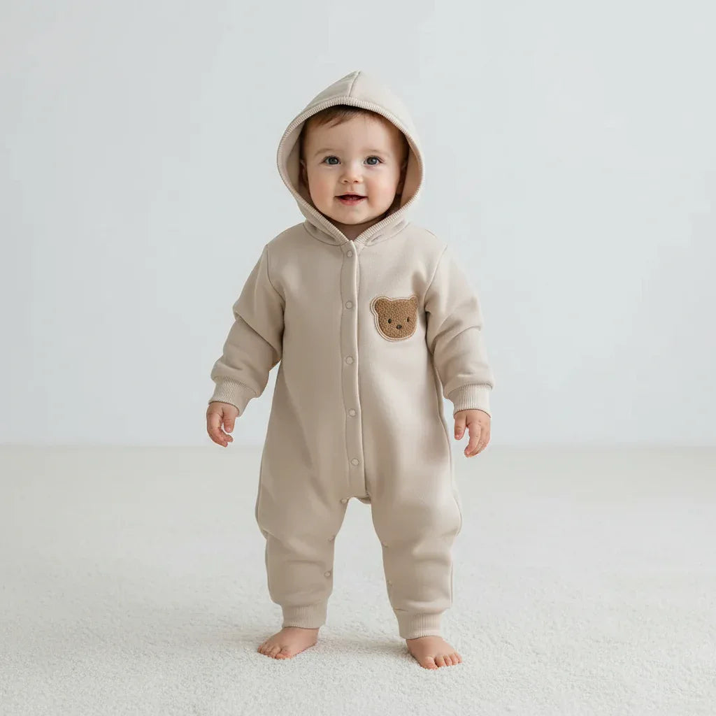 Baby Bear Hooded Winter Jumpsuit – Cozy Warmth for Little Cubs - LunaKit Baby