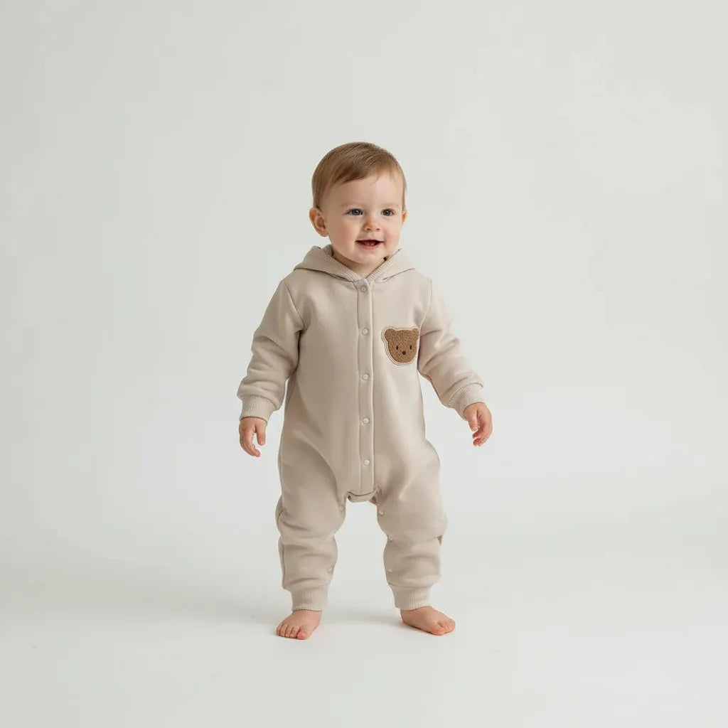 Baby Bear Hooded Winter Jumpsuit – Cozy Warmth for Little Cubs - LunaKit Baby
