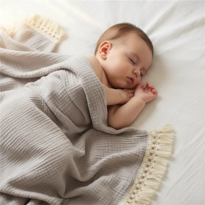 Cotton Muslin Swaddle Blanket – Breathable Luxury for Baby Comfort - LunaKit Baby