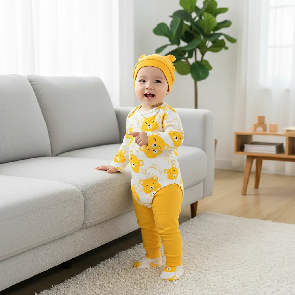 Baby Boy 4-Piece Outfit Set – Bear Style for Sweet Little Days - LunaKit Baby