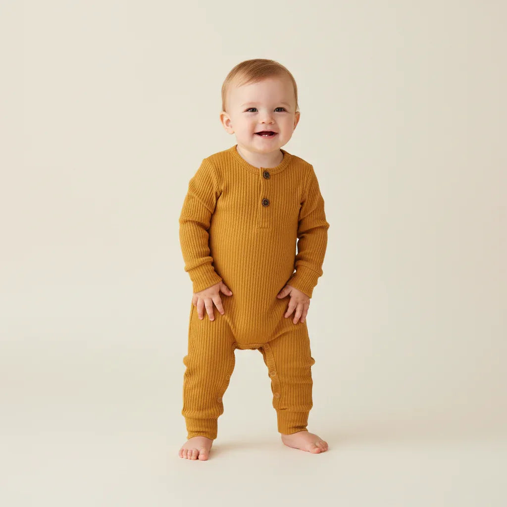 Baby Ribbed Cotton Romper – Soft Texture for Stylish Little Days - LunaKit Baby