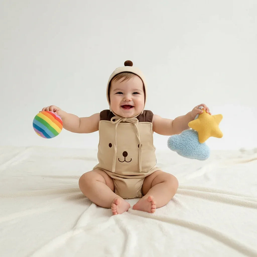 Baby Bear Jumpsuit & Hat Set – Sweet Summer Comfort with Charm - LunaKit Baby