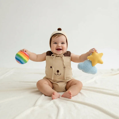Baby Bear Jumpsuit & Hat Set – Sweet Summer Comfort with Charm - LunaKit Baby