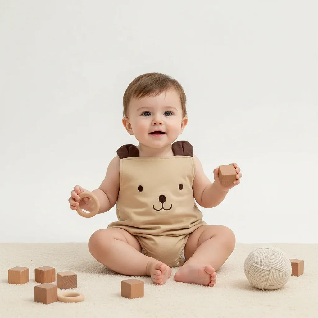 Baby Bear Jumpsuit & Hat Set – Sweet Summer Comfort with Charm - LunaKit Baby