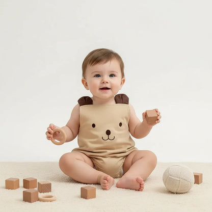 Baby Bear Jumpsuit & Hat Set – Sweet Summer Comfort with Charm - LunaKit Baby