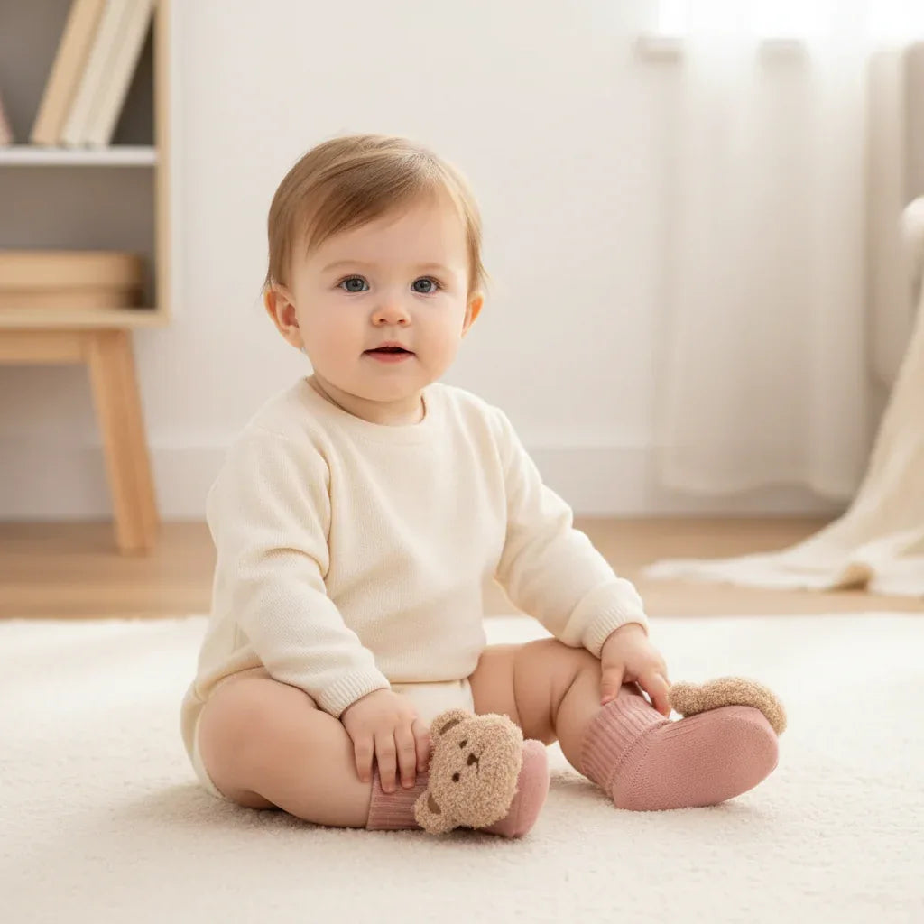Baby Bear Anti-Slip Socks – Warm, Safe Steps for Little Feet - LunaKit Baby