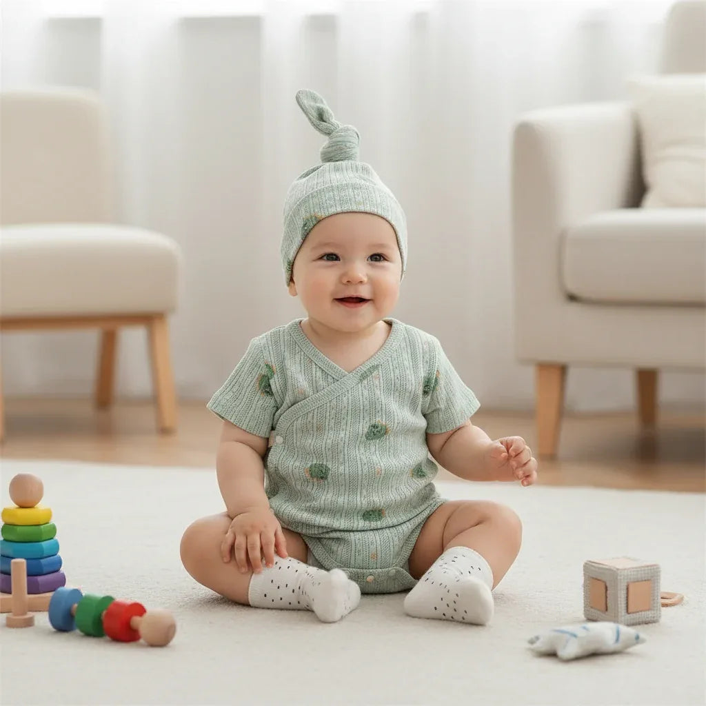 Baby Summer Romper & Hat Set – Cool Playful Style for Sunny Days - LunaKit Baby