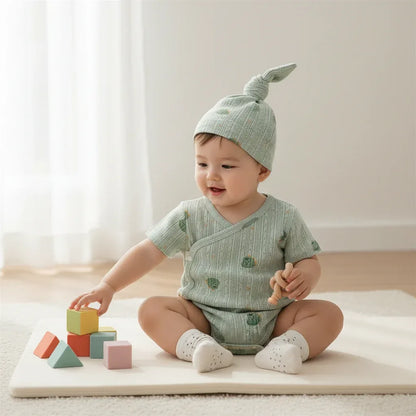 Baby Summer Romper & Hat Set – Cool Playful Style for Sunny Days - LunaKit Baby