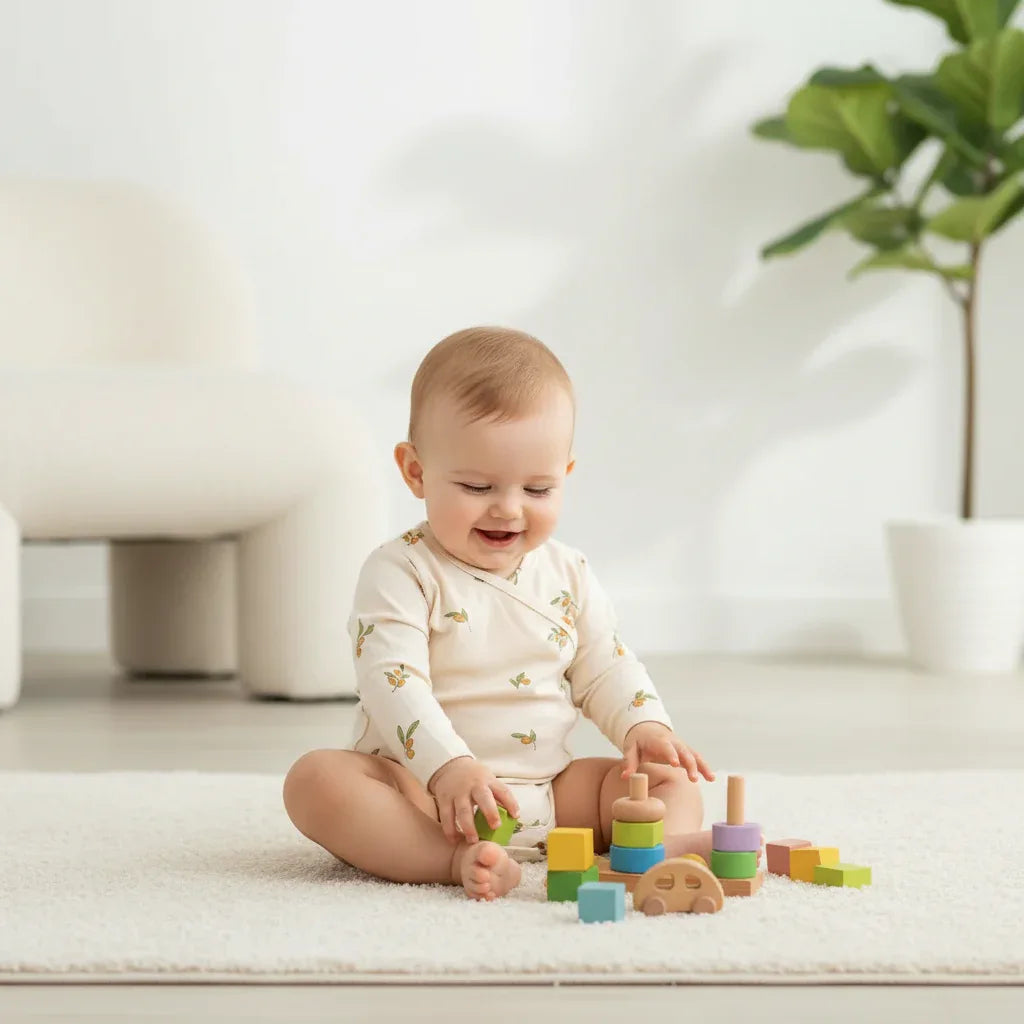 Baby Floral Kimono Romper – Gentle Charm for Cozy Autumn Days - LunaKit Baby