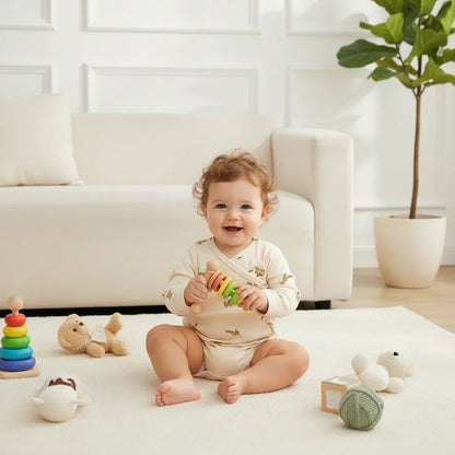 Baby Floral Kimono Romper – Gentle Charm for Cozy Autumn Days - LunaKit Baby