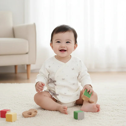 Newborn Boneless Cotton Cardigan – Seamless Comfort for First Days - LunaKit Baby