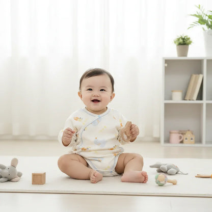 Baby Cotton Plant Print Romper – Gentle Comfort for Sunny Days - LunaKit Baby