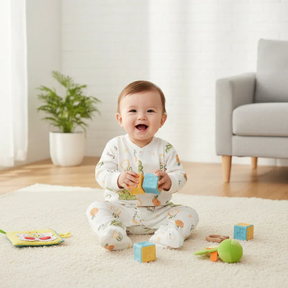 Baby Cotton Fruit Print Onesie – Soft Comfort for Sweet Dreams - LunaKit Baby