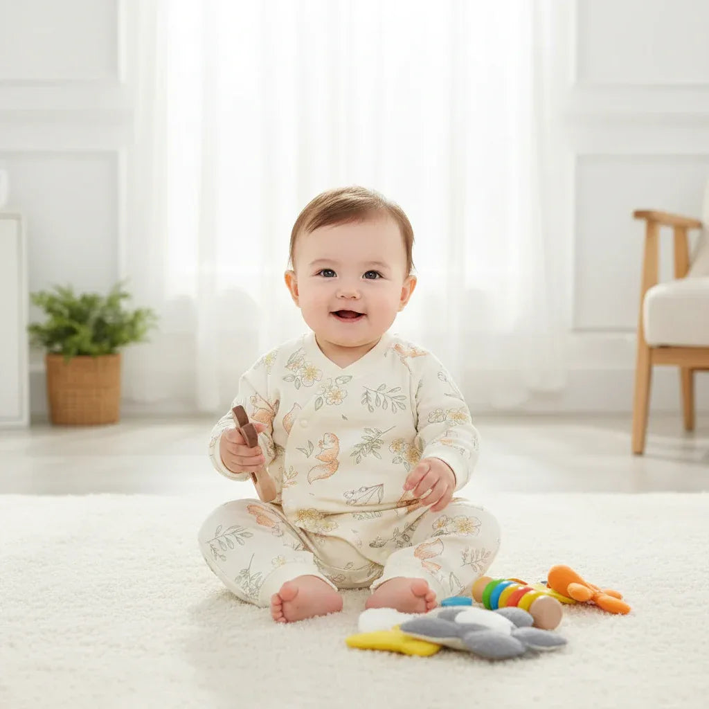 Baby Cotton Floral Animal Onesie – Gentle Style for Little Days - LunaKit Baby