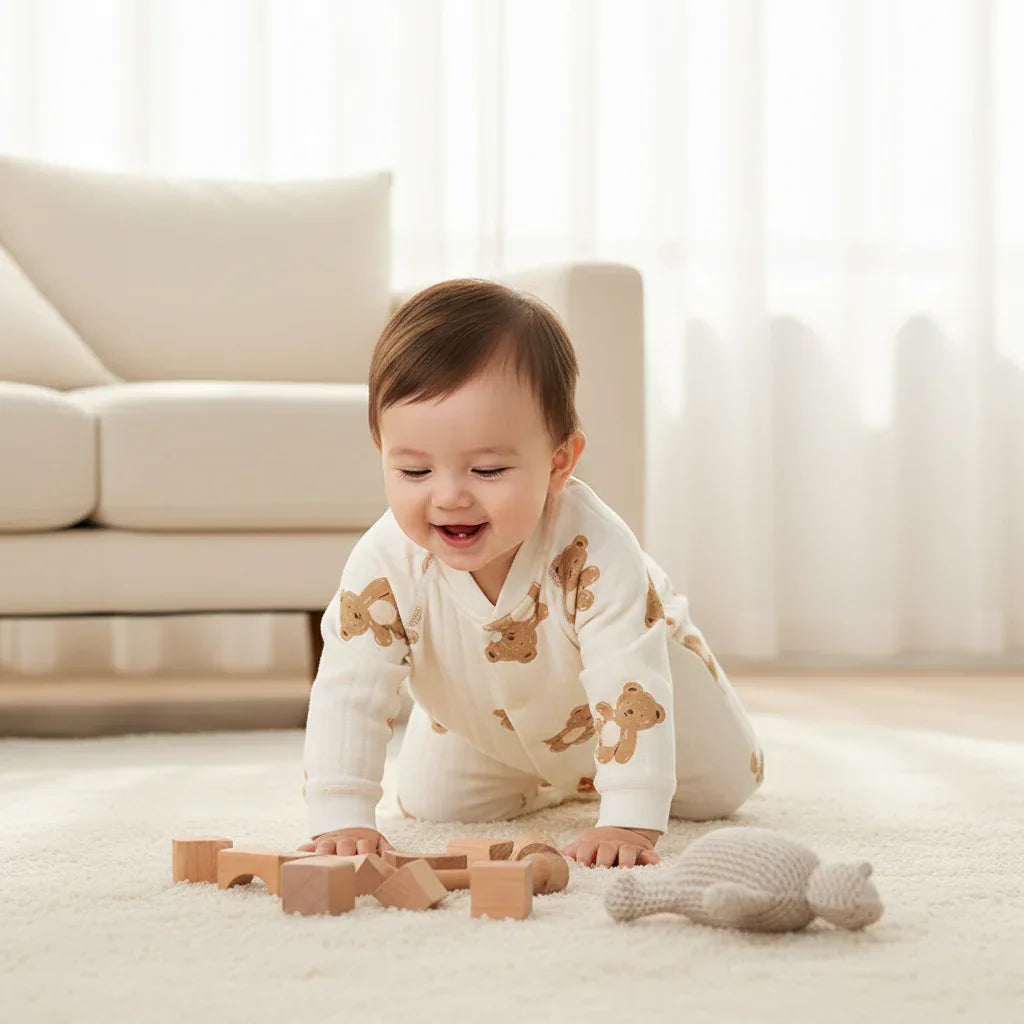 Baby Bear Winter Cotton Onesie – Cozy Comfort for Cold Nights - LunaKit Baby