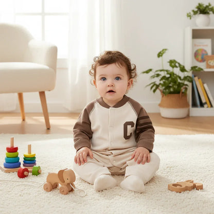 Baby Patchwork Autumn Jumpsuit – Cozy Style for Little Explorers - LunaKit Baby