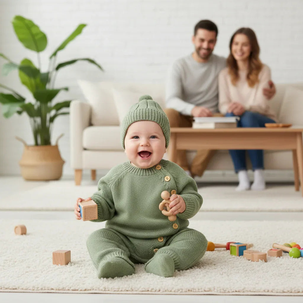 Baby Knit Jumpsuit & Hat Set – Cozy Warmth for Little Ones - LunaKit Baby