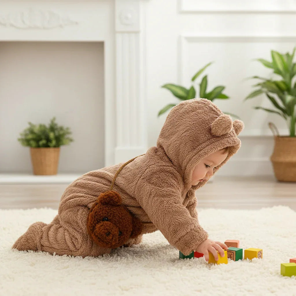 Baby Boy Plush Winter Jumpsuit – Cozy Warmth for Cold Days - LunaKit Baby