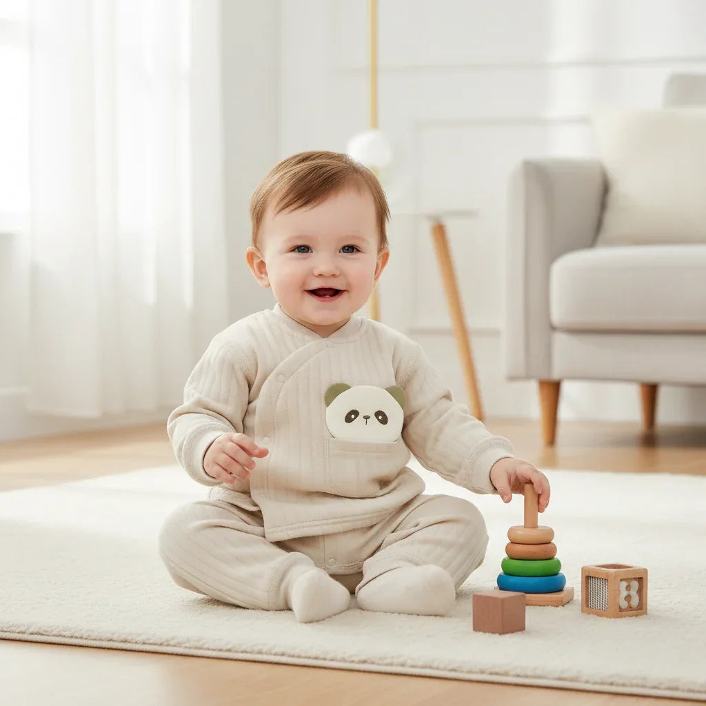 Toddler Cotton Clip 2-Piece Set – Thick Warmth with Cute Charm - LunaKit Baby