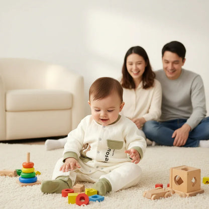 Baby Triple-Layer Cotton Jumpsuit – Extra Warmth for Little Movers - LunaKit Baby