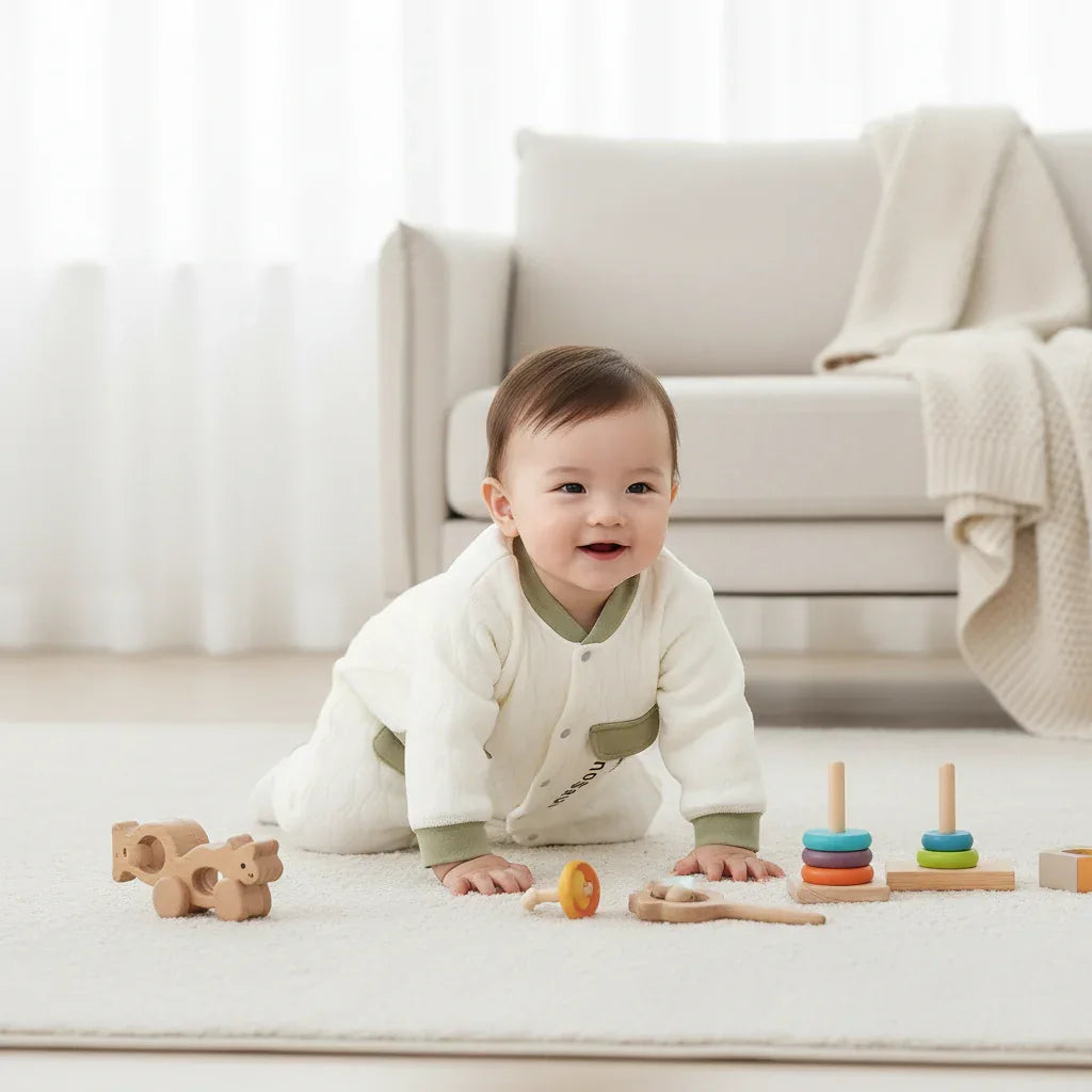 Baby Triple-Layer Cotton Jumpsuit – Extra Warmth for Little Movers - LunaKit Baby