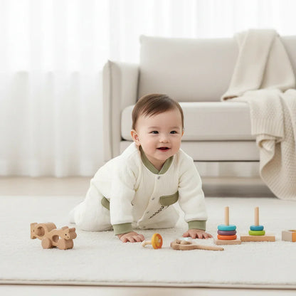 Baby Triple-Layer Cotton Jumpsuit – Extra Warmth for Little Movers - LunaKit Baby