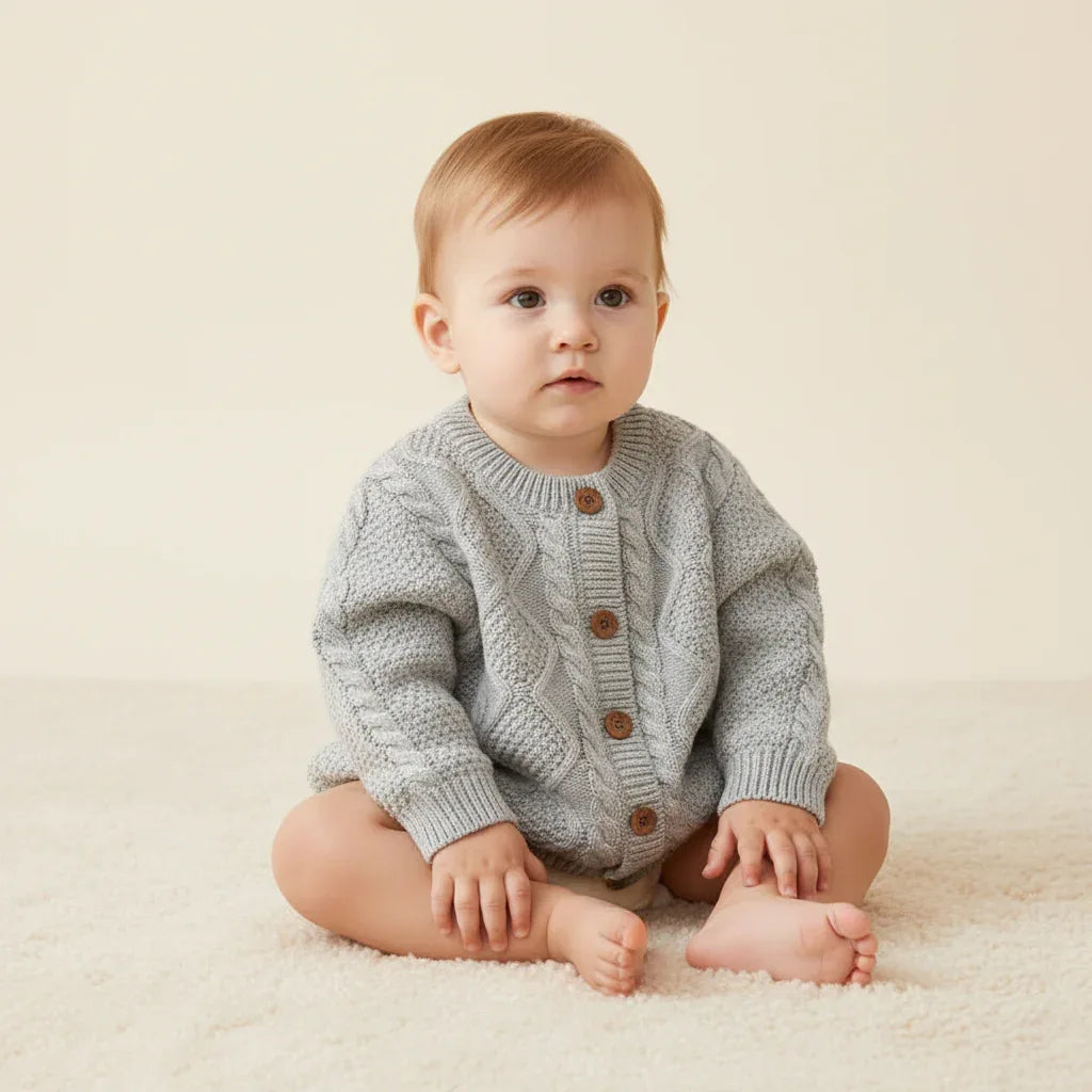Baby Cotton Knit Cardigan – Soft Layering for Cozy Little Days - LunaKit Baby