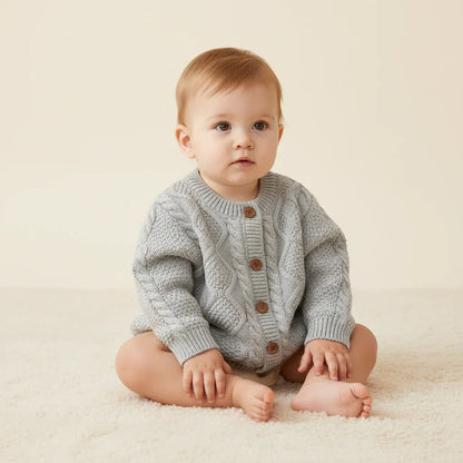 Baby Cotton Knit Cardigan – Soft Layering for Cozy Little Days - LunaKit Baby