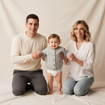 Baby Cotton Knit Cardigan – Soft Layering for Cozy Little Days - LunaKit Baby