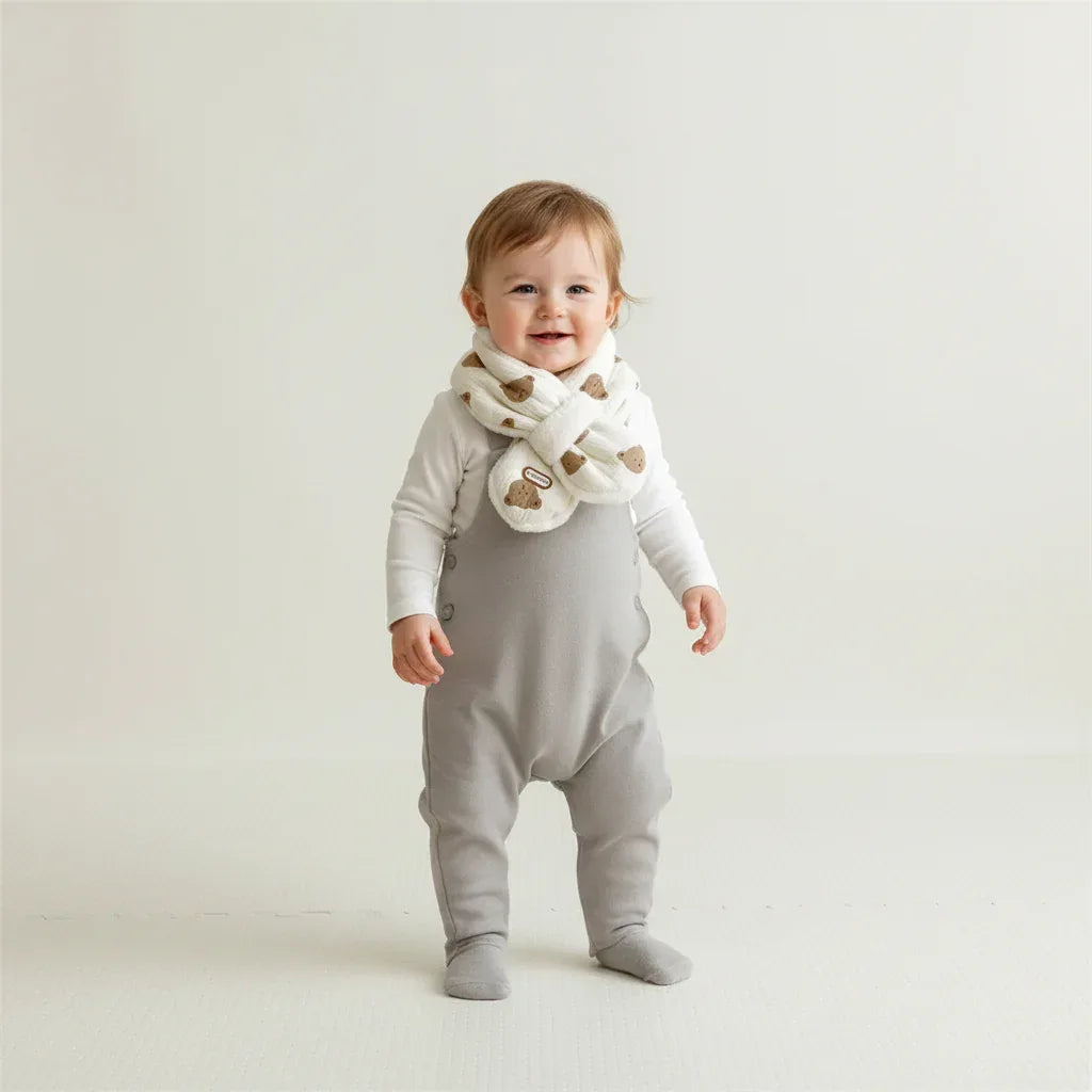 Baby Plush Bear Scarf – Cozy Neck Warmth with Sweet Style - LunaKit Baby