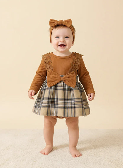 Baby Girl Plaid Jumpsuit Set – Sweet Autumn Style with Charm - LunaKit Baby