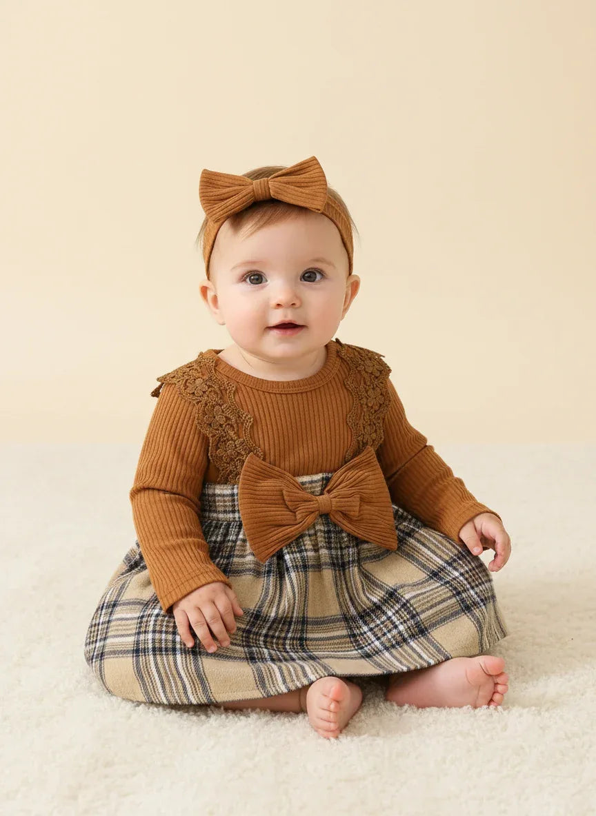 Baby Girl Plaid Jumpsuit Set – Sweet Autumn Style with Charm - LunaKit Baby