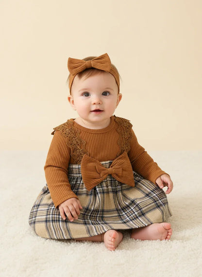 Baby Girl Plaid Jumpsuit Set – Sweet Autumn Style with Charm - LunaKit Baby