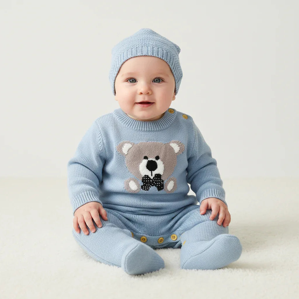 Baby Knitted Romper Set – Cozy Style for Chilly Little Days - LunaKit Baby