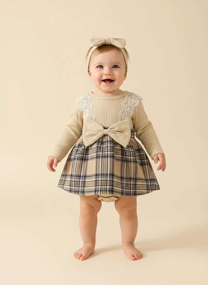 Baby Girl Plaid Jumpsuit Set – Sweet Autumn Style with Charm - LunaKit Baby