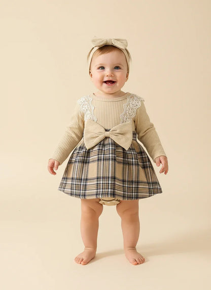 Baby Girl Plaid Jumpsuit Set – Sweet Autumn Style with Charm - LunaKit Baby